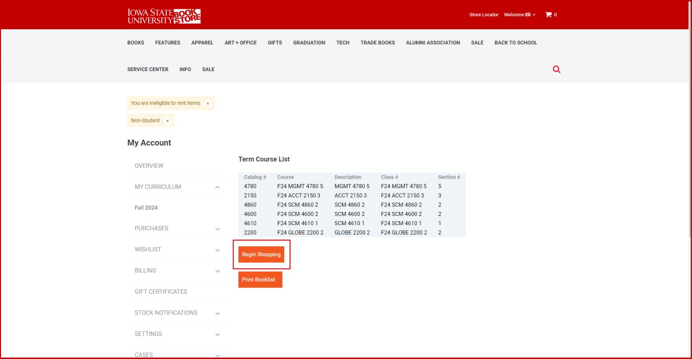 Click on View Complete Textbook List